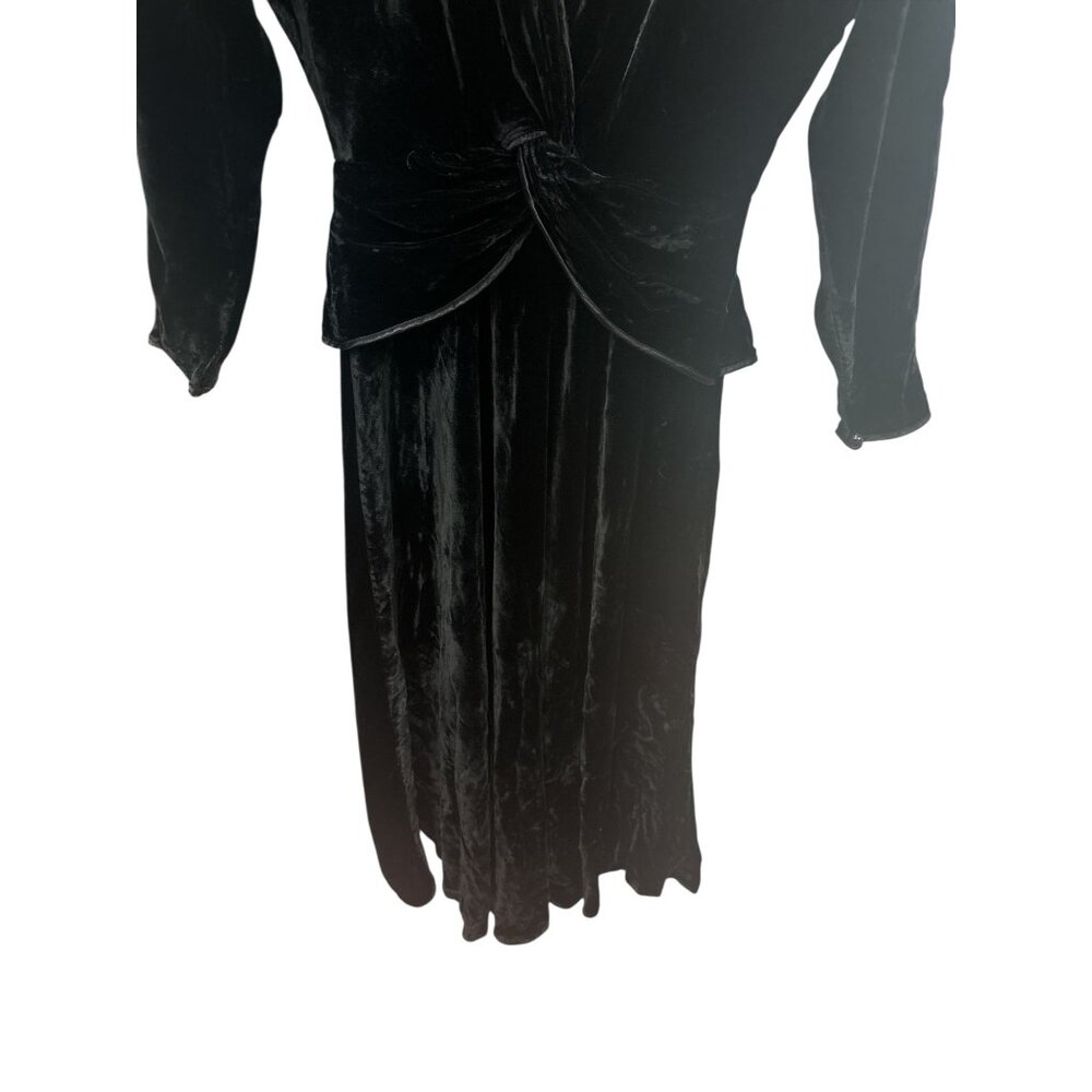 Vintage Cadaz Black Velvet Dress Size 8 Twist Front Maxi 90s Formal - Picture 5 of 13